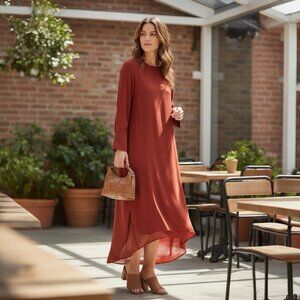 Club Monaco Shirttail Belted Robe Dress Red Womens NWT $259 MSRP